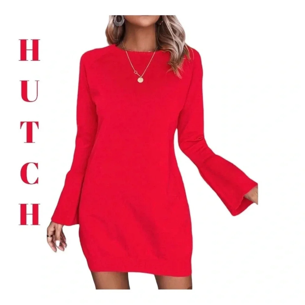 Hutch Milla Anthropologie Red Bell Sleeve Mini Dress Sz Small. Nwt